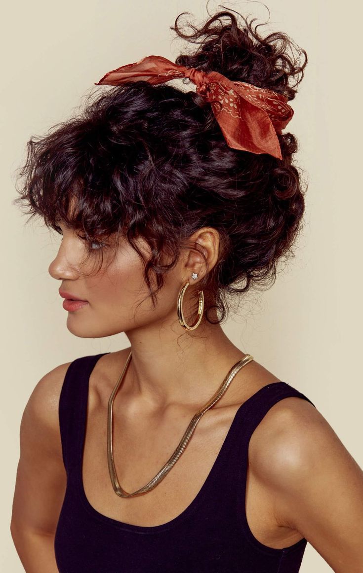 Silk paisley 2-in-1 scrunchie with bandana -   15 hairstyles Curly bangs ideas