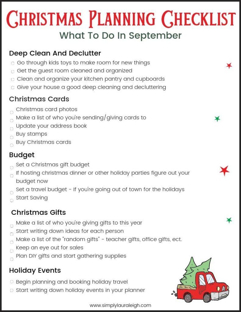 Christmas Plannnig Checklist - What Do Get Done In September -   15 holiday Checklist free printables ideas
