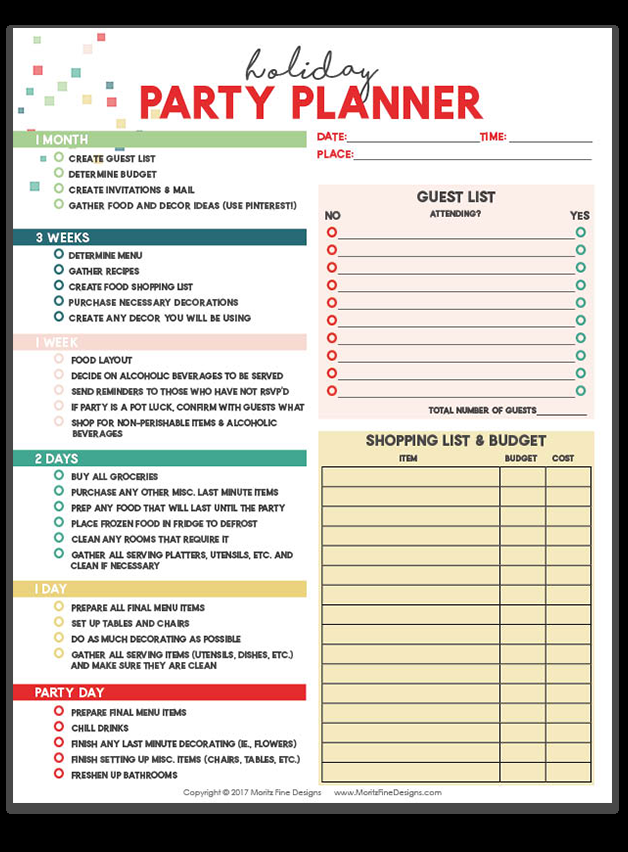 Holiday Party Planner -   15 holiday Checklist free printables ideas