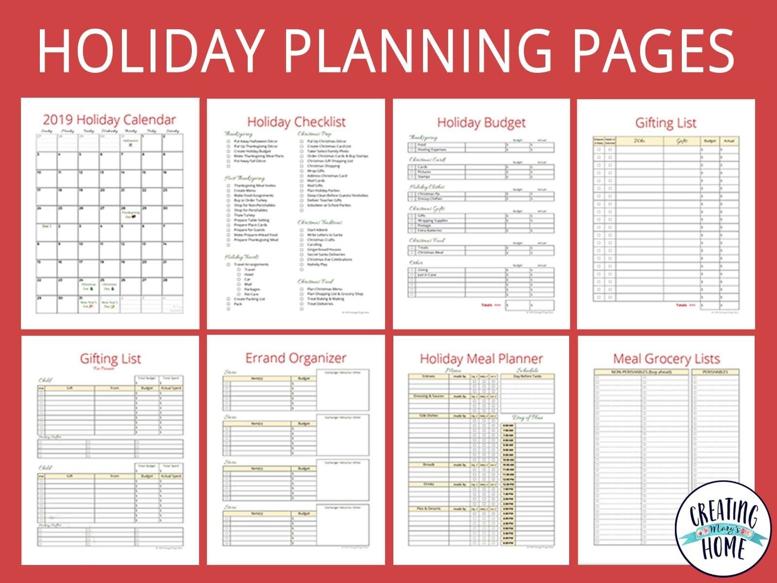 Holiday Planning Pages - FREE Printable -   15 holiday Checklist free printables ideas