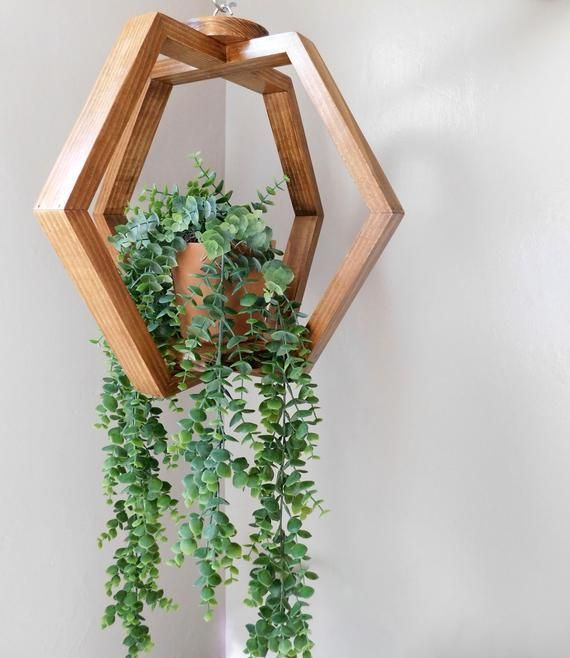 Wooden Plant Hanger - Plant Holder - Plant Hanging - Ceiling Plant hanging-Wall Planter -   15 plants Interior wood ideas