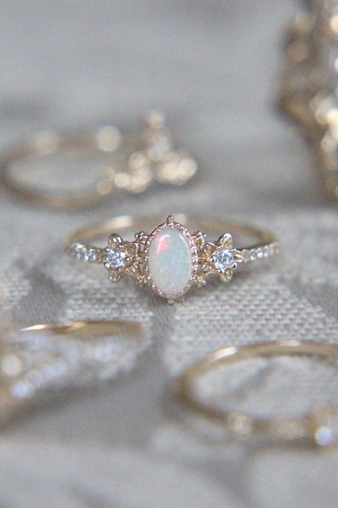 Moonmist Flower Ring -   15 wedding Rings opal ideas