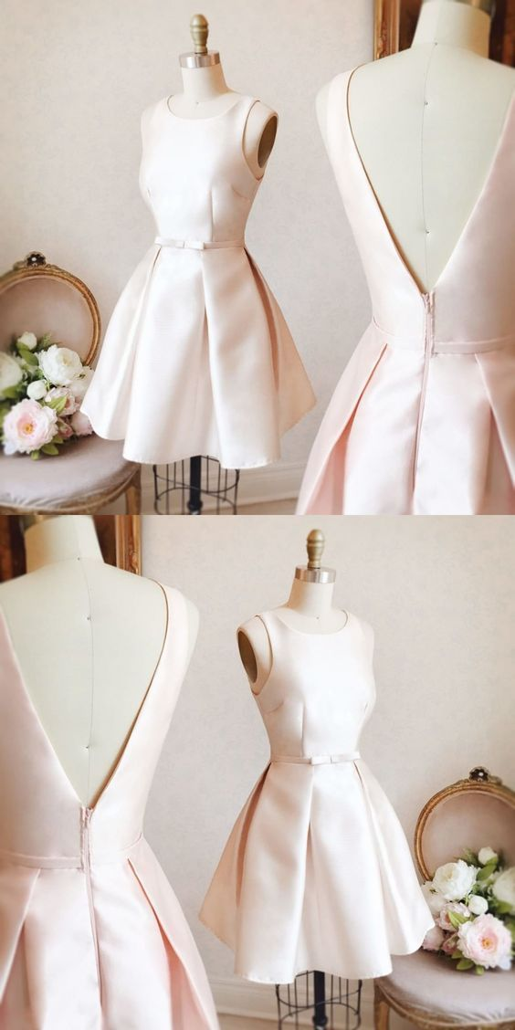 Cute Light Pink A-line Prom Dress With V Back,Cheap Homecoming Dress,Short Homecoming Dress -   16 dress Cortos damas ideas