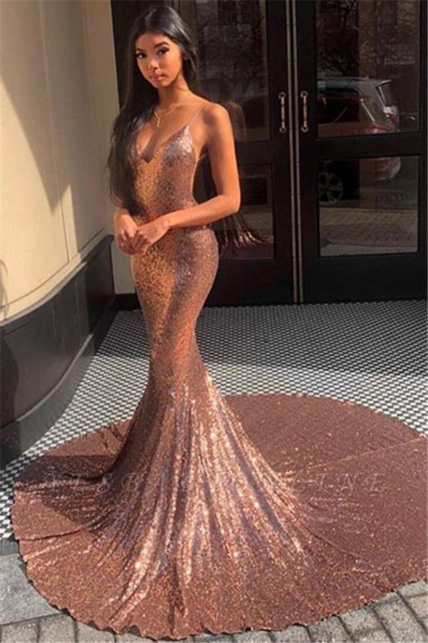 Gorgeous Spaghetti-Straps Sequins Mermaid Prom Dress -   16 dress Prom ugly ideas