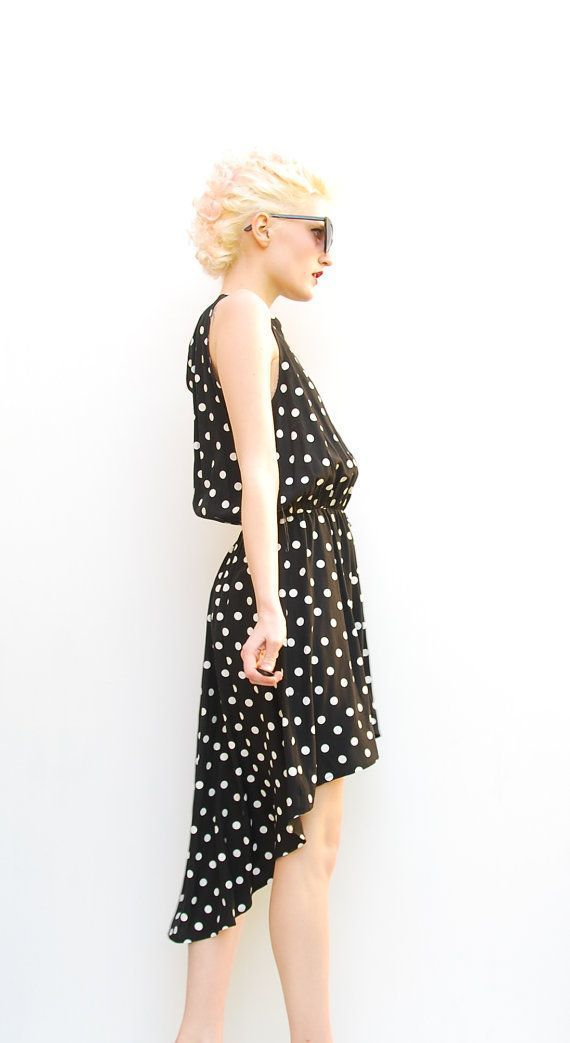 80S Black Polka Dot Dress - Fishtail Dress - Spring Fashion - High ... -   16 dress Spring polka dots ideas