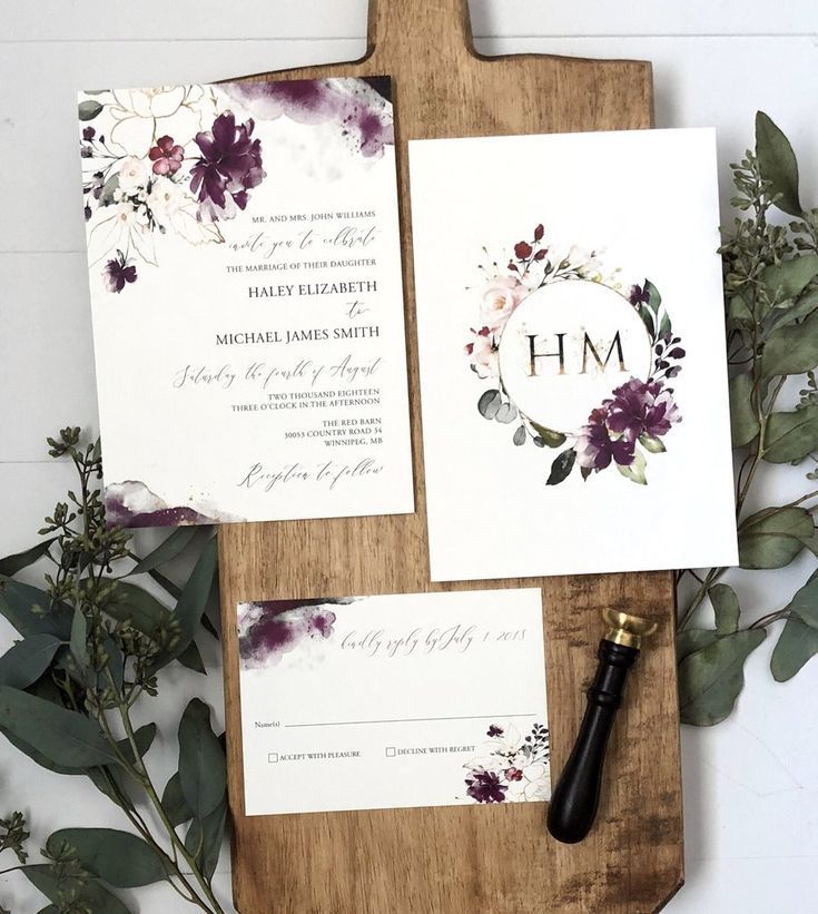 Modern Elegant Wedding Invitation, Purple and Gold Watercolor - Love of Creating Design Co -   16 wedding Elegant modern ideas