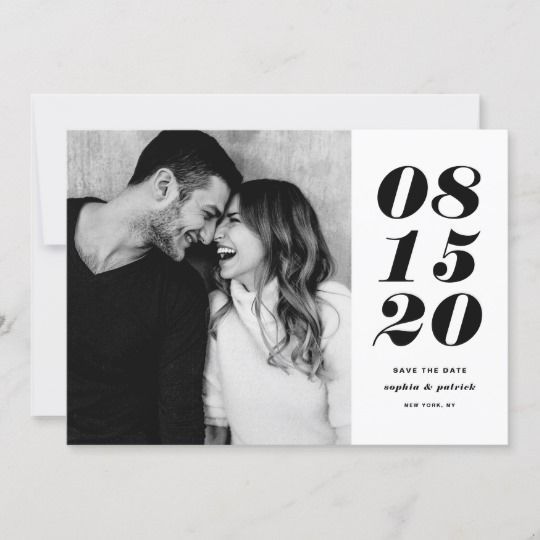 Modern Black and White Bold Date Typography Photo Save The Date -   16 wedding Invites black and white ideas