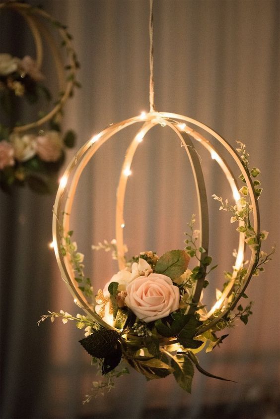 Blush Pink Floral Hoop Wreaths (Set of 2) -   17 wedding DIY unique ideas