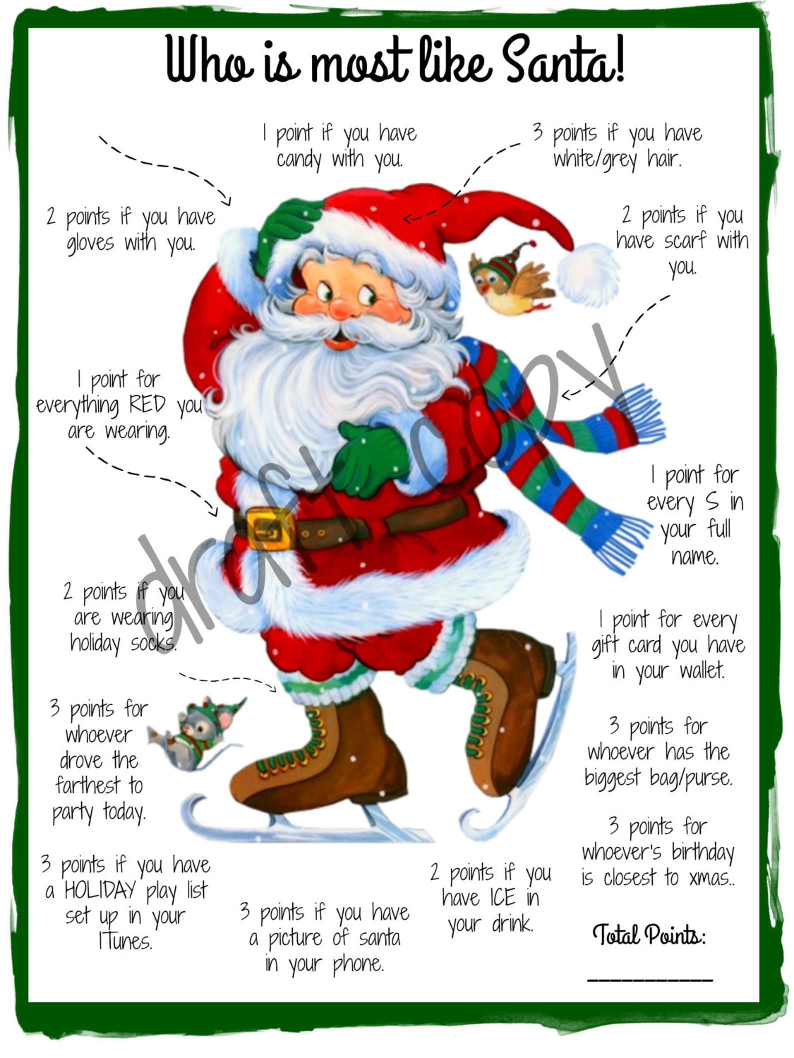 Holiday Party Games | Who is most like Santa Game | Instant Download -   18 holiday Sayings parties ideas