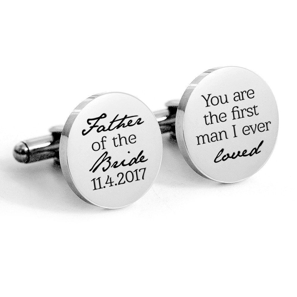 Father of the Bride Cufflinks, round stainless wedding cuff links, Gifts for Dad Cuff links -   18 wedding Gifts for dad ideas