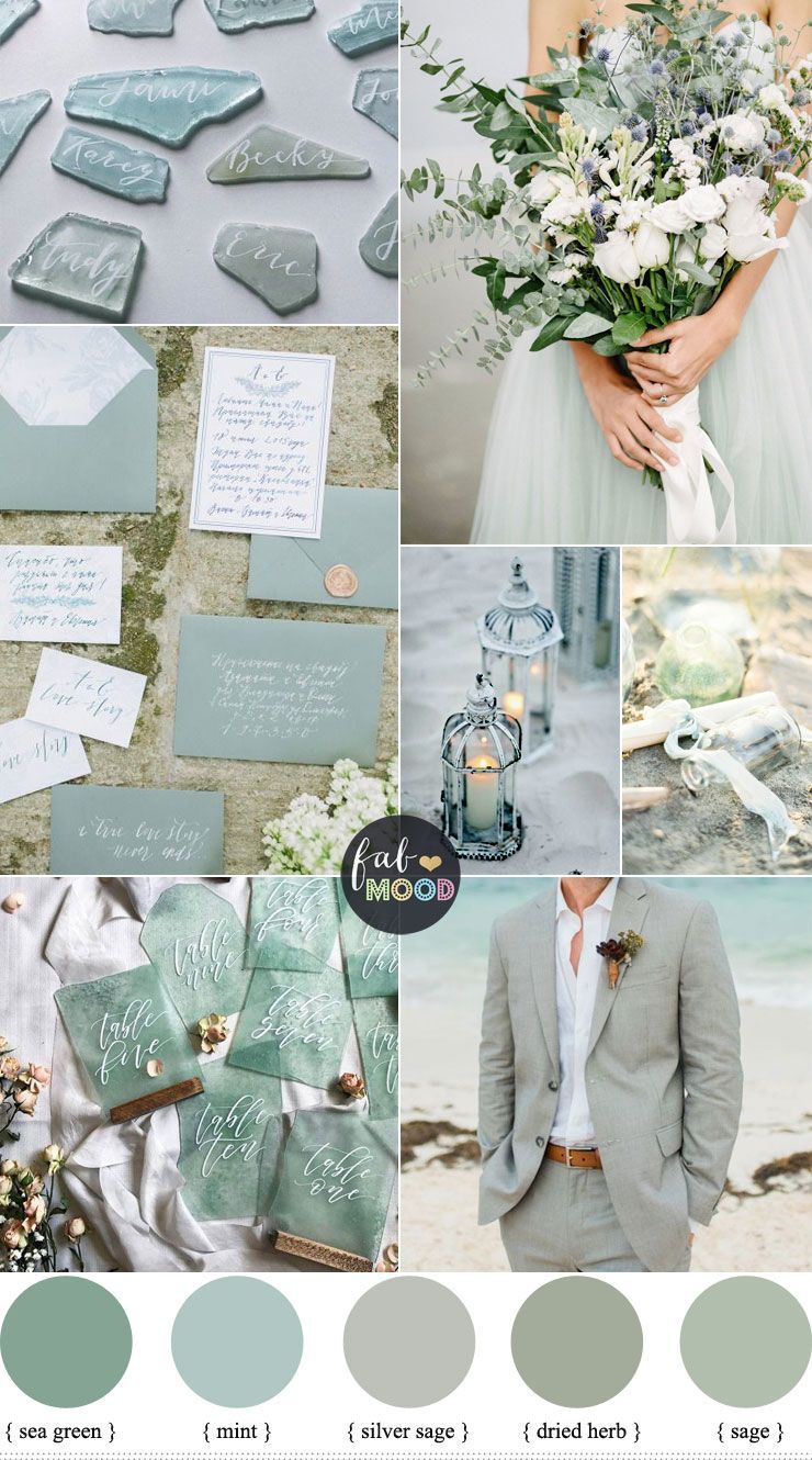Sage, Mint ,Sea Green Beach Wedding Colour Palette -   18 wedding theme ideas