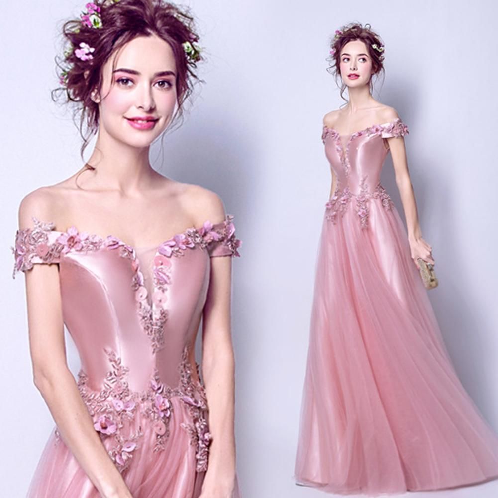Boat Neck Maxi Prom Dress -   19 dress Pink tulle ideas