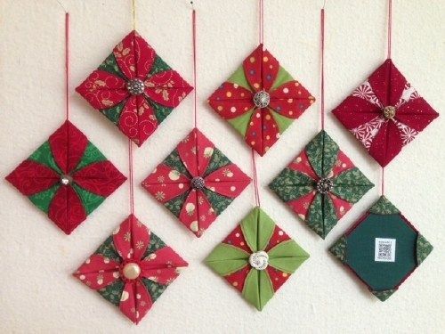 How to make origami ornaments -   19 fabric crafts Christmas decor ideas