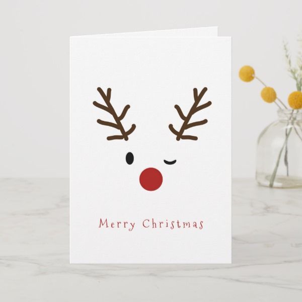 Cute Winking Rudolf Reindeer Christmas Holiday Card | Zazzle.com -   19 holiday Cards diy ideas