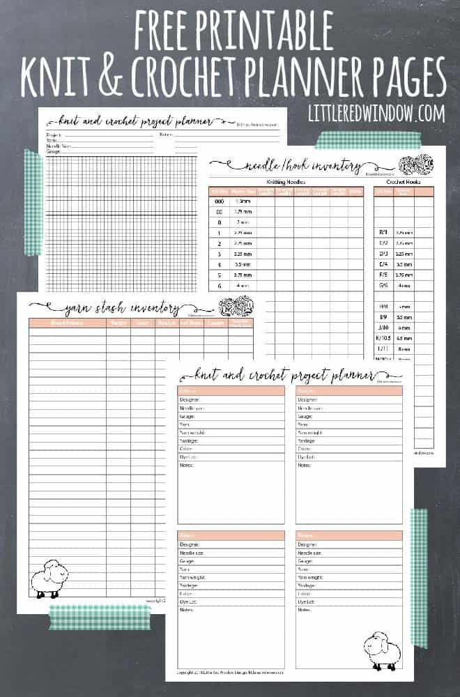 Free Printable Knitting Planner and Crochet Planner Pages -   19 knitting and crochet Projects fun ideas