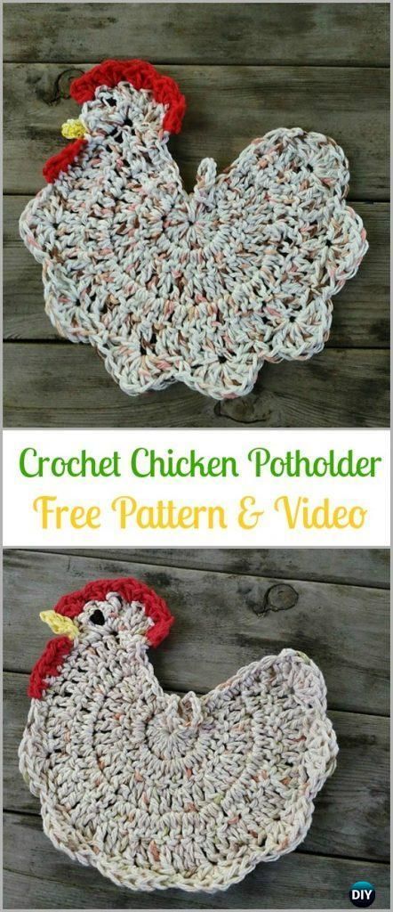 Crochet Chicken Potholder Free Patterns Easter Table -   19 knitting and crochet Projects fun ideas