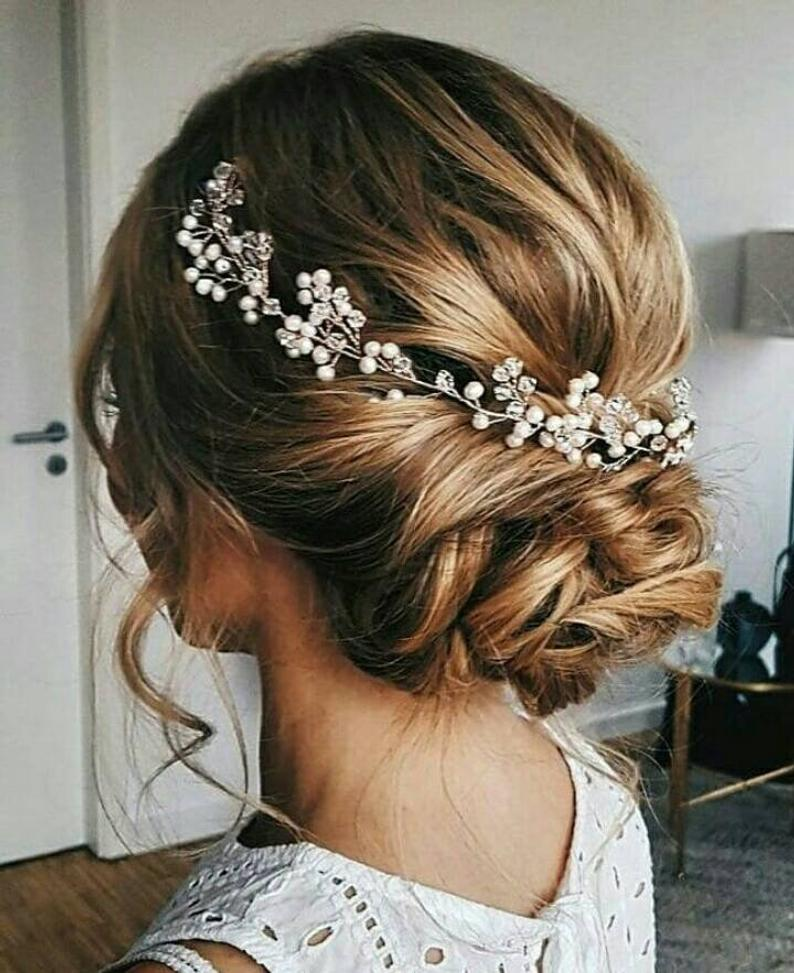 Bridal hair accessories - bridal hair vine beach wedding - bridesmaid hair piece - Wedding hair piece - winter beaded wedding hair jewelry -   8 hair Beach wedding ideas