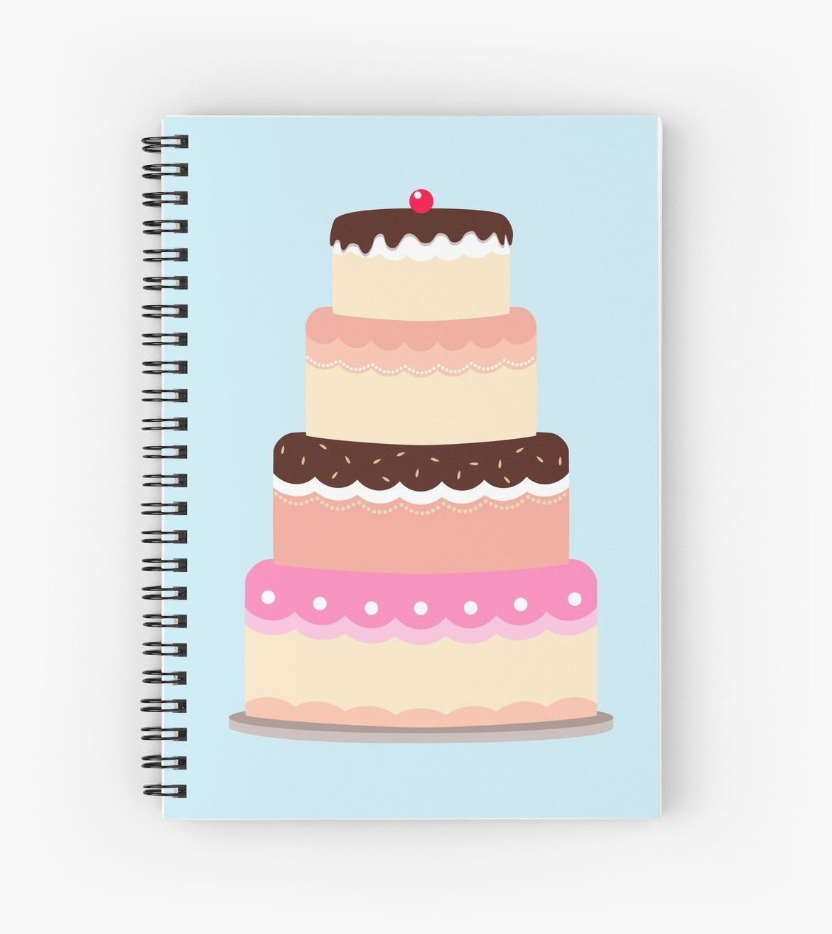 'Birthday Cake Illustration Pastel Blue Background' Spiral Notebook by newburyboutique -   9 cake Illustration background ideas