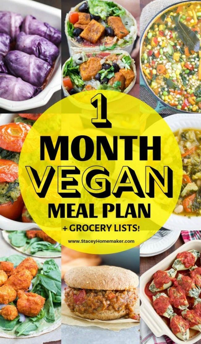 1-Month Vegan Meal Plan + Printable Grocery Lists! -   11 healthy recipes Diet grocery lists ideas