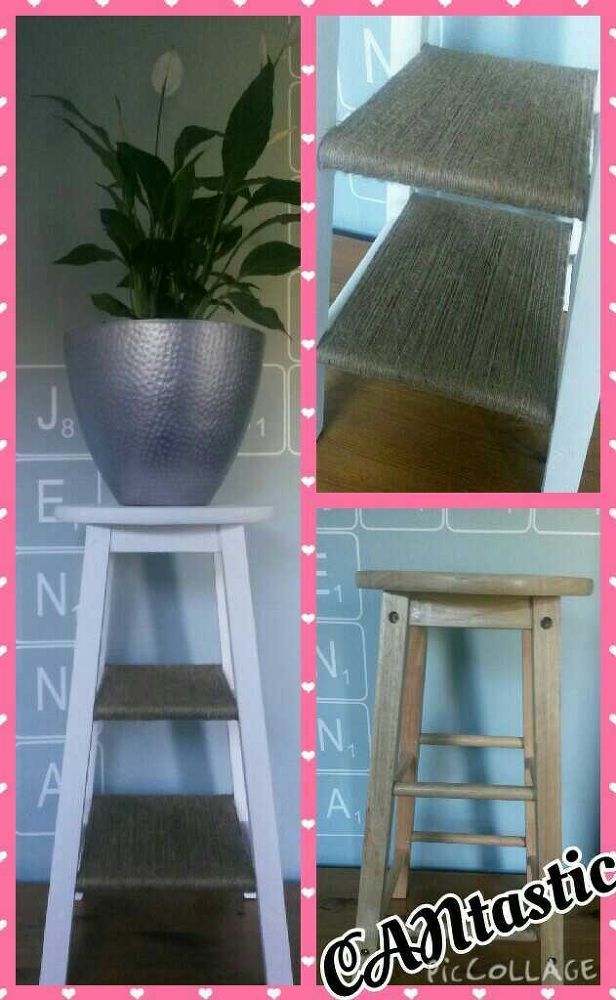 Repurposed Stool Into Plant Stand or Bedside Table -   13 plants Stand repurposed ideas