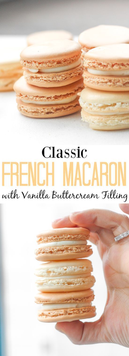 CLASSIC FRENCH MACARON WITH VANILLA BUTTERCREAM FILLING -   14 desserts French treats ideas