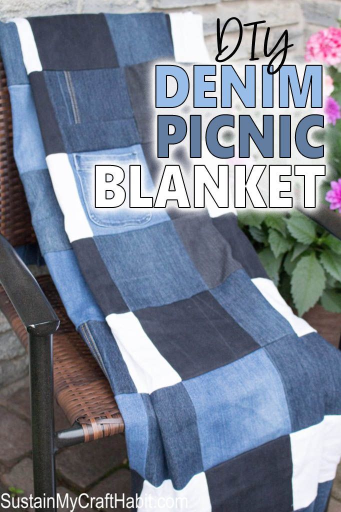 DIY Repurposed Denim Checkered Picnic Blanket -   14 DIY Clothes Denim craft ideas
