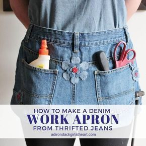 How to Make a Denim Work Apron from Thrifted Jeans • Adirondack Girl @ Heart -   14 DIY Clothes Denim craft ideas
