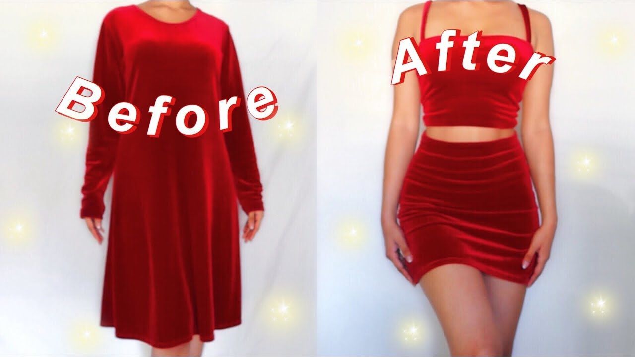 DIY TWO PIECE THRIFT FLIP// a dress to a skirt and crop top~ thrifting transformation~ -   14 DIY Clothes Skirt crop tops ideas