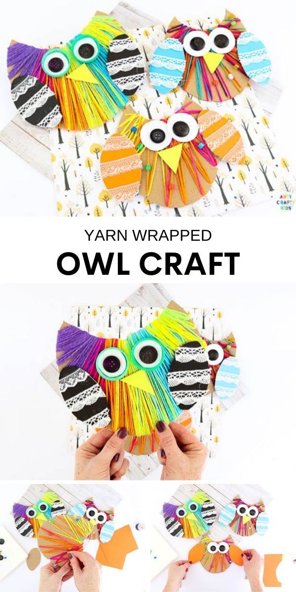 Yarn Wrapped Owl Craft -   14 fabric crafts For Children activities for kids ideas