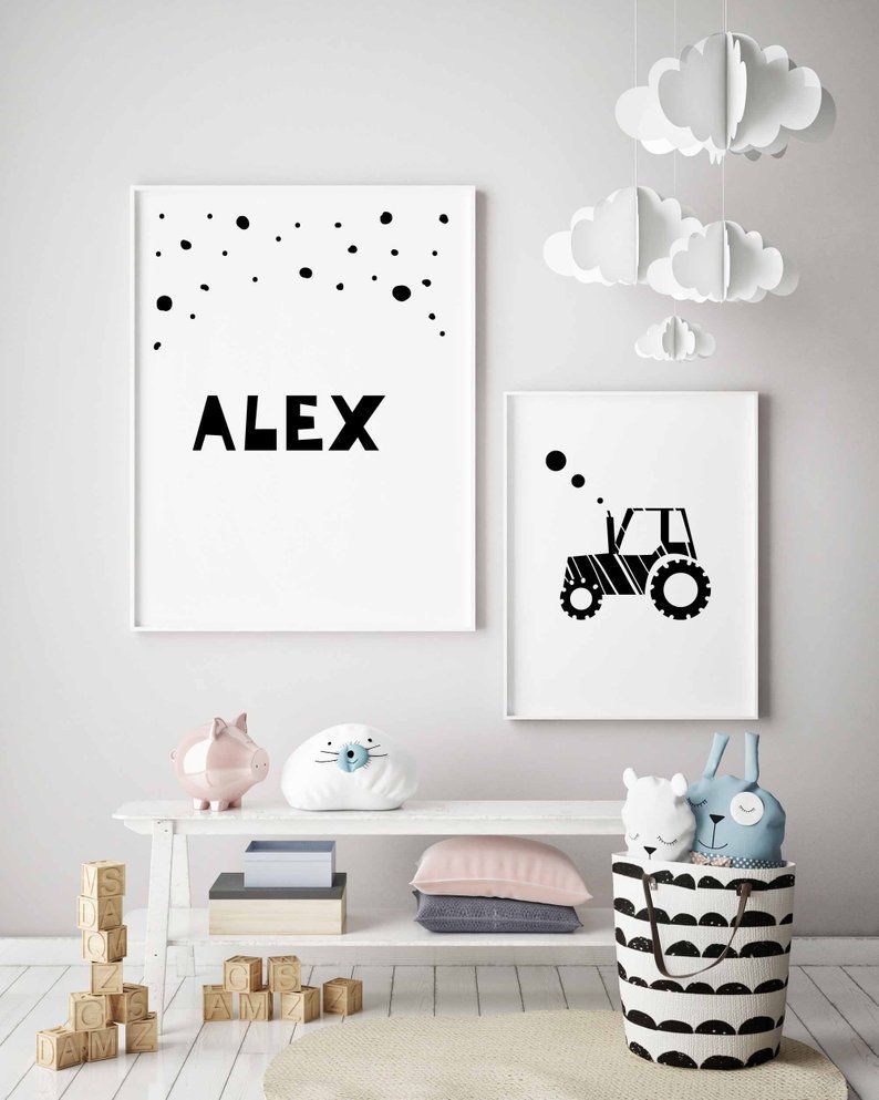 Minimalist Nursery Name Print in Black And White Polka Dot, Instant Download, Kids Room Decor Poster Scandinavian Print -   14 room decor Black polka dots ideas