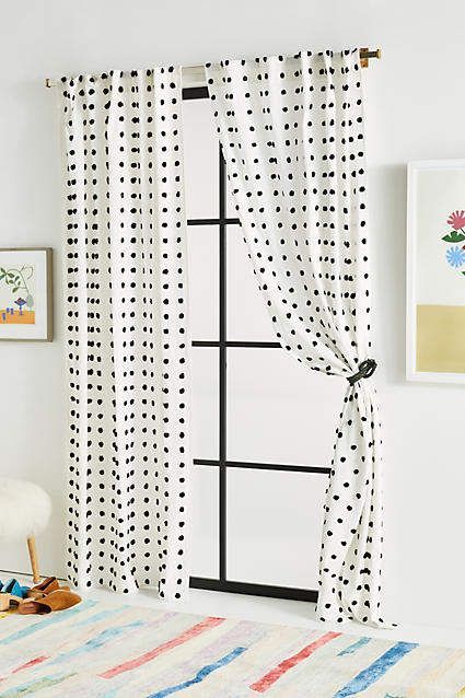 Adjustable Double Curtain Rod -   14 room decor Black polka dots ideas