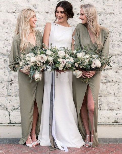 Boho Olive Green Casual Bridesmaid Dresses for Wedding Party -   14 wedding Party green ideas