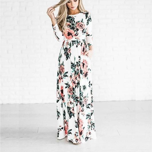 Floral Long Sleeve Maxi Dress -   15 dress Floral elegant ideas