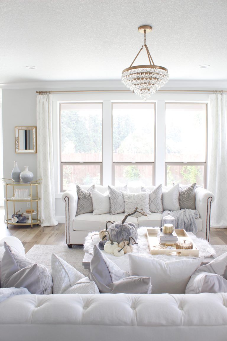 Elegant Fall Mantel & Living Room In Gray & Gold - Summer Adams -   15 room decor Classy grey ideas