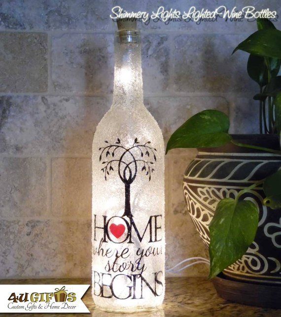 HOME - Where Your Story Begins, Decorated Wine Bottle - (Housewarming Gift, New Home Gift, Welcome to the Neihborhood Gift, 1st Home Gift) -   16 diy projects For Couples wine bottles ideas