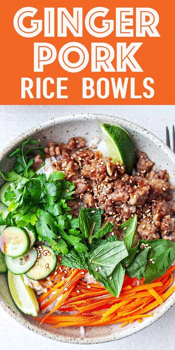 Ginger Pork Rice Bowls Recipe | SimplyRecipes.com -   16 healthy recipes Pork rice ideas