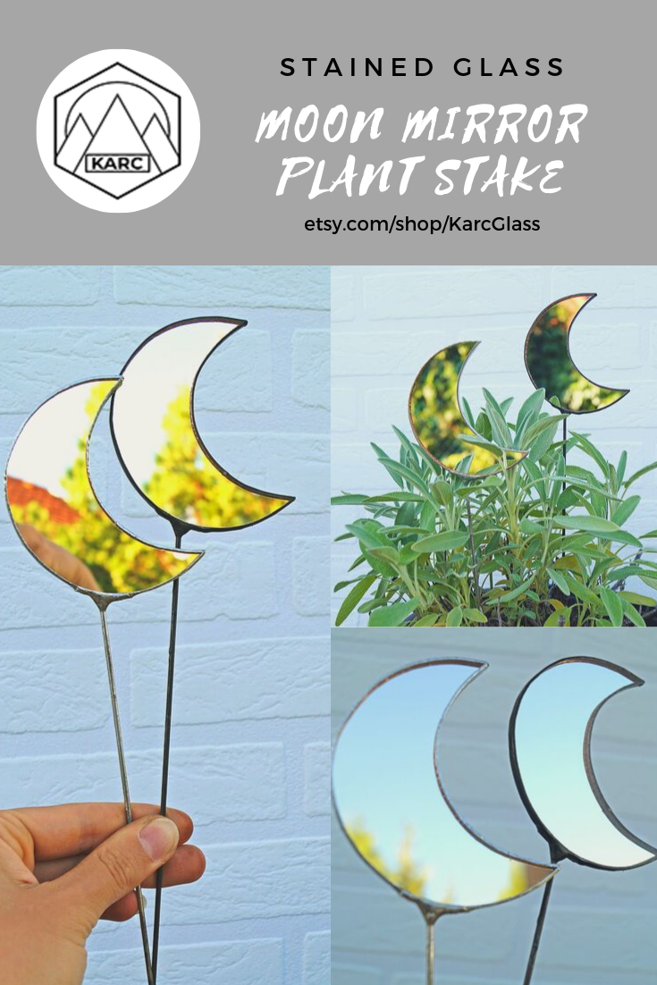 Moon Mirror Plant Stake -   16 plants Decor glass ideas