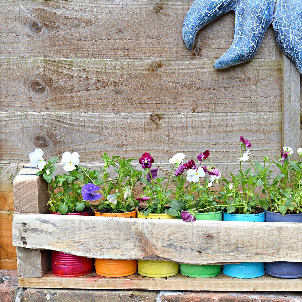 Easy To Make Colourful Tin Can Planters - Pillar Box Blue -   16 plants Painting tin cans ideas