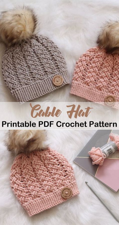Cabled Hat Crochet Pattern - Crochet and Knitting Patterns -   17 knitting and crochet Hats winter ideas