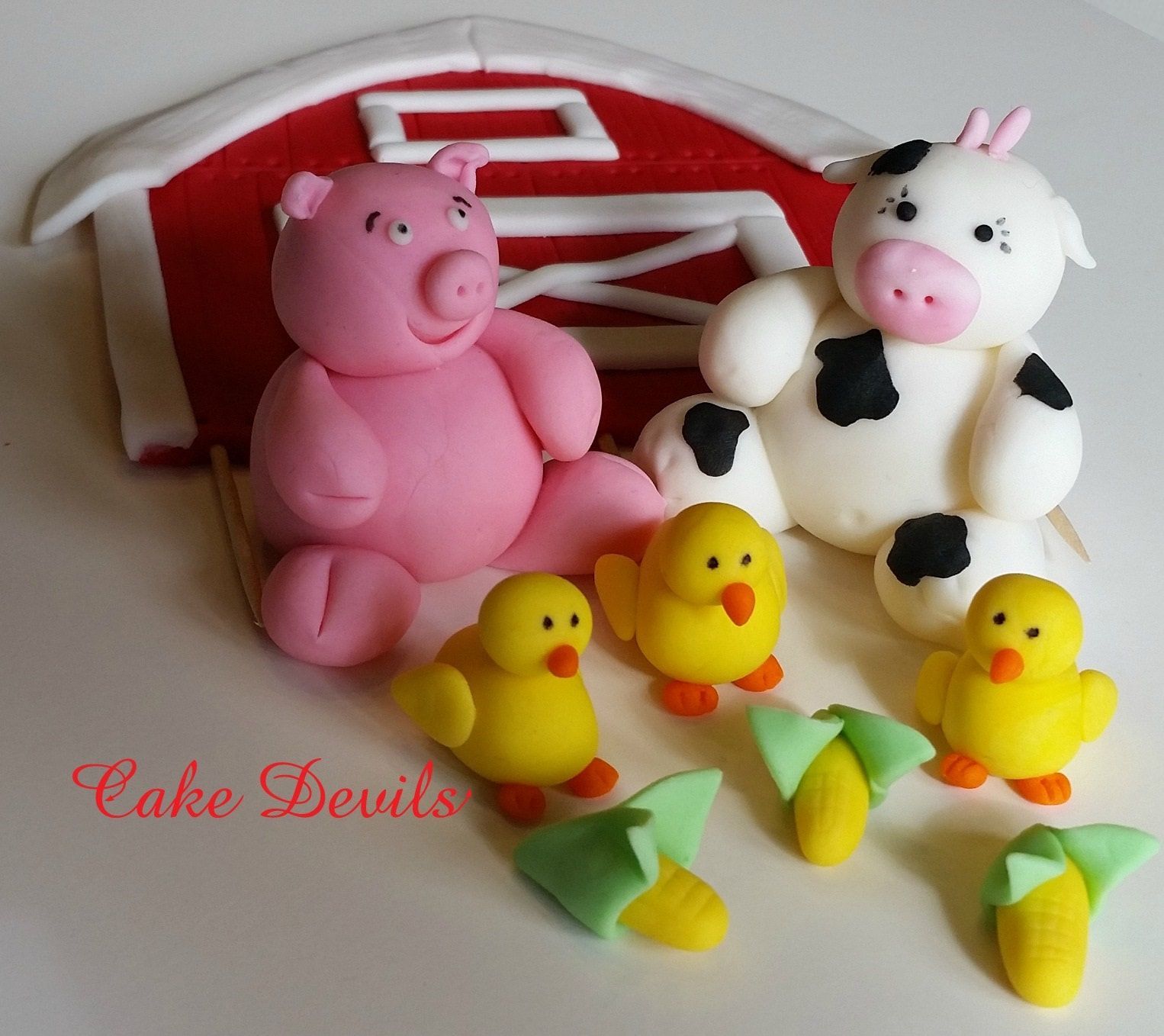 Flat Barn & Farm Animal Fondant- Cake Topper Kit, Handmade Edible, Barn Farm Animal Cake Decorations -   18 cake Fondant love ideas