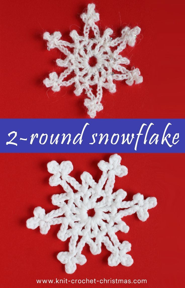 Easy 2-row crochet snowflake - Knit & Crochet Christmas -   18 holiday DIY snowflake pattern ideas