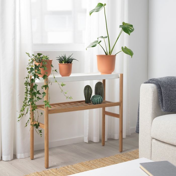 SATSUMAS Plant stand - bamboo, white - IKEA -   18 pidestall plants Stand ideas