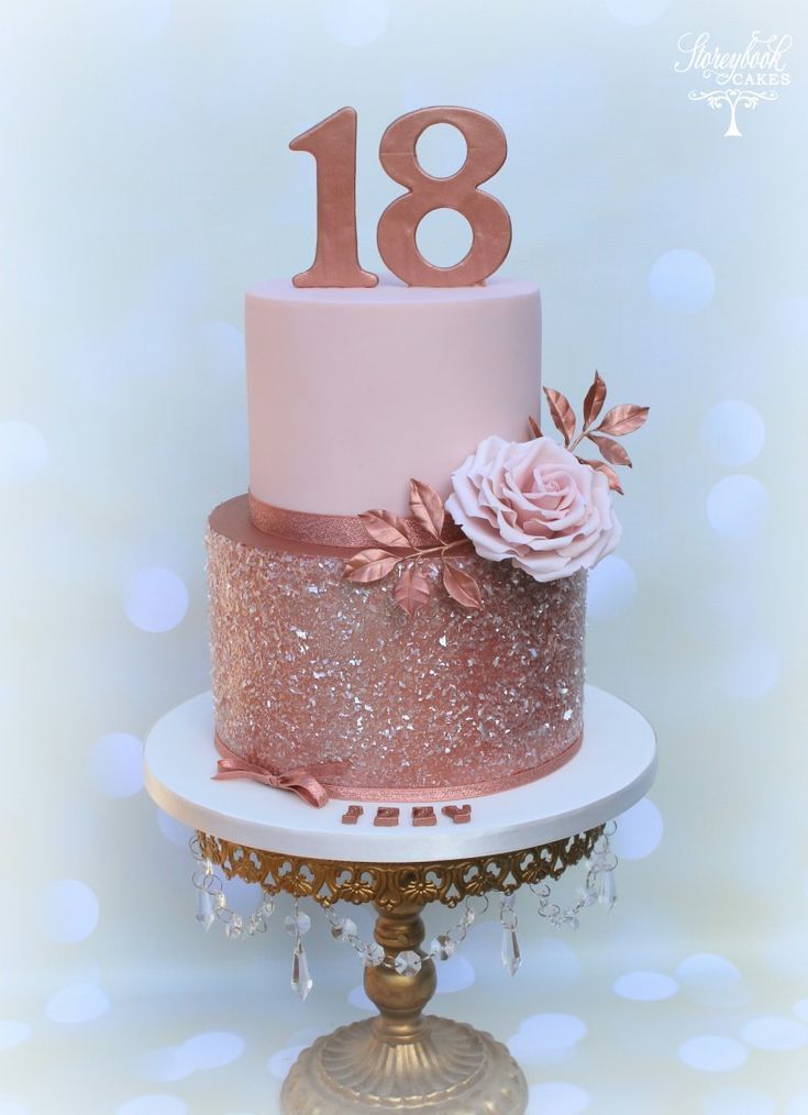 Rose Gold Birthday Cake Rose gold 18th birthday cake, rose gold glitter cake - Huge -   11 cake Birthday rose ideas
