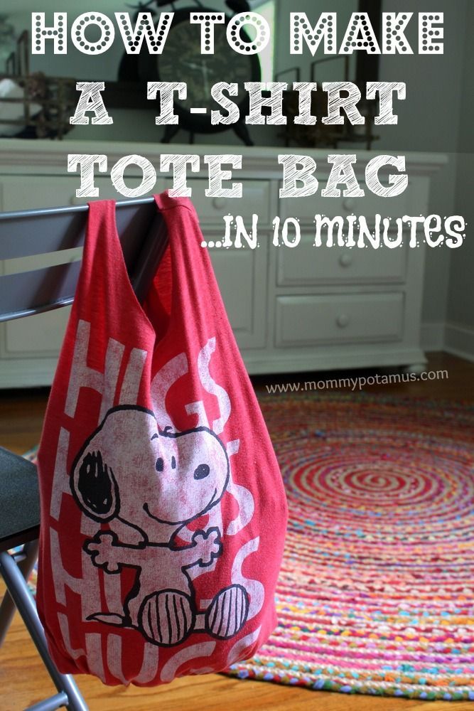 How To Make A No Sew T-Shirt Tote Bag In 10 Minutes -   12 DIY Clothes Recycling thoughts ideas