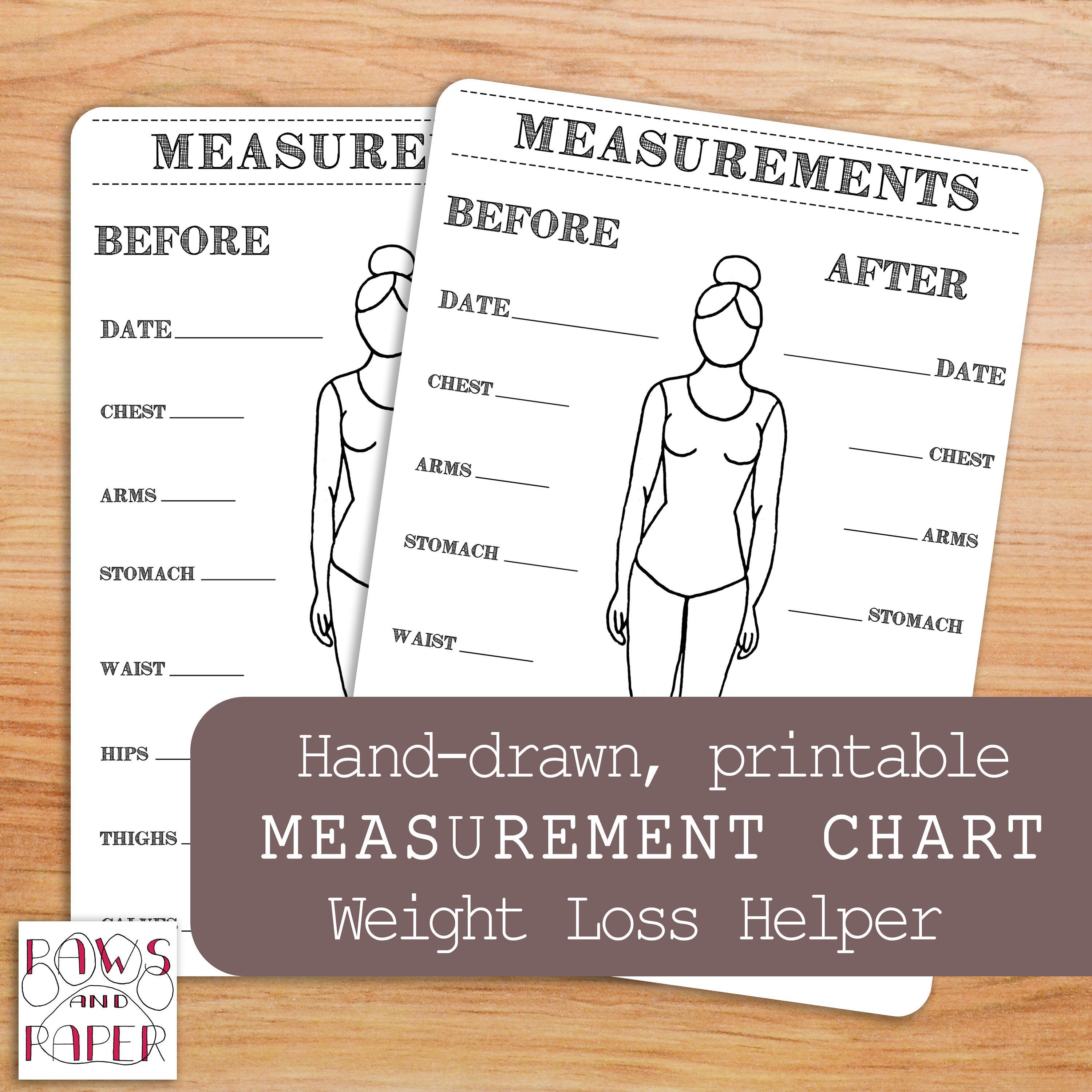 Printable body measurements chart for your Bullet Journal or planner. Inches Lost Chart, Weight-loss, workout and fitness tracker. -   13 fitness Tracker body measurements ideas