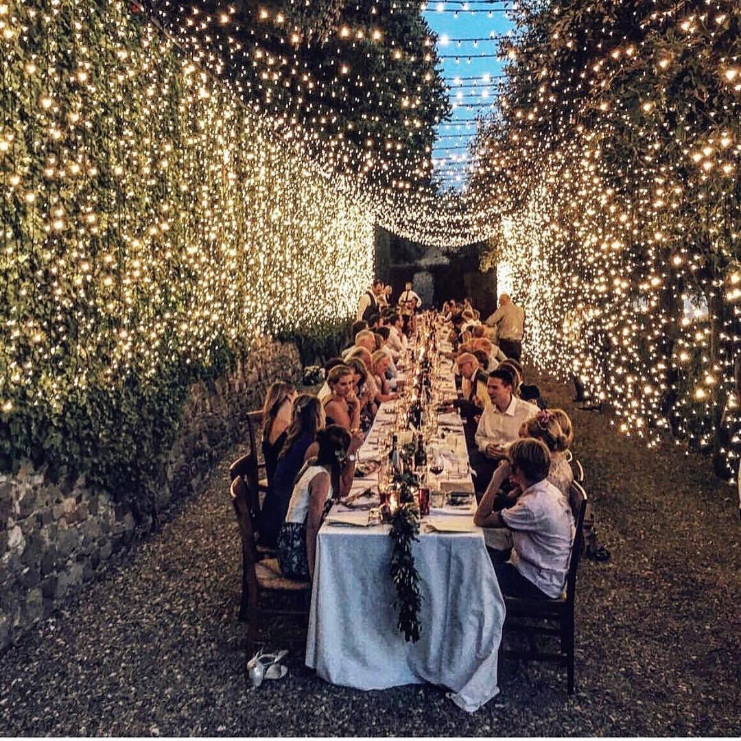 Persephone on Instagram: “Can we just talk about how absolutely spectacular this twinkle light, outdoor reception is? Literally took my breath away вњЁ/ planning:…” -   15 Event Planning twinkle lights ideas