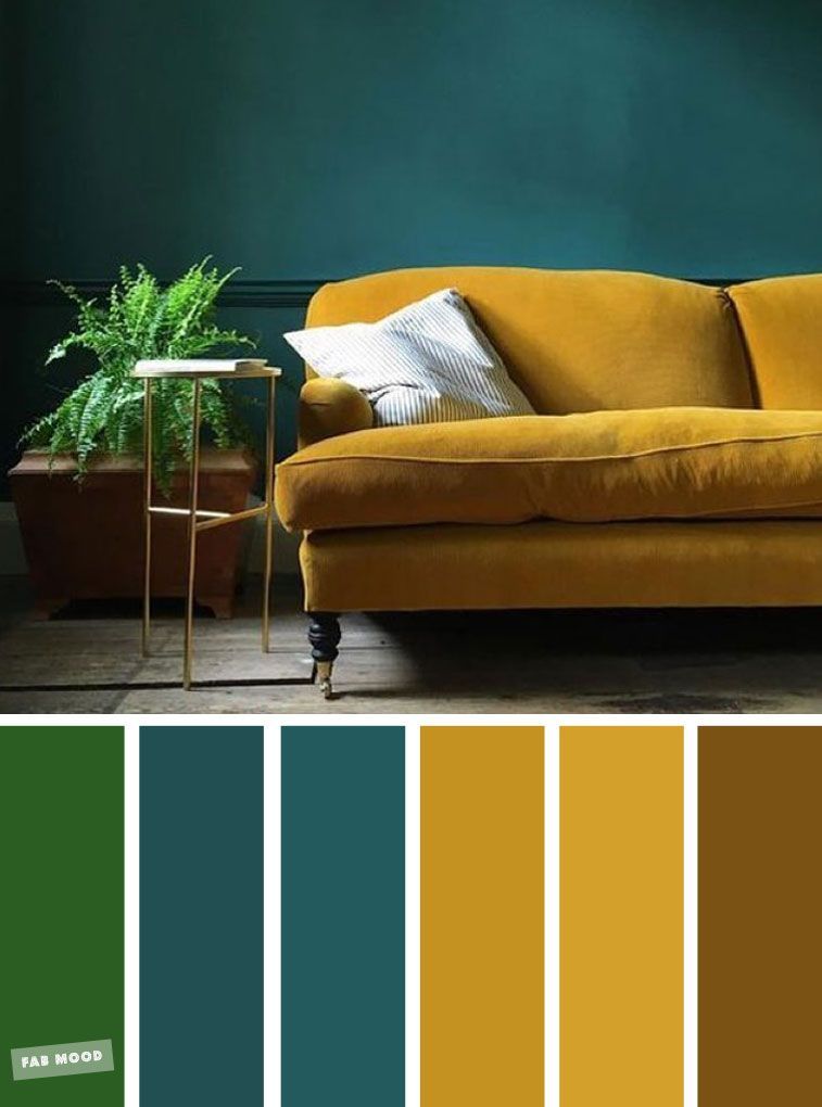 Mustard + Teal – The Best Living Room Color Schemes -   15 room decor Green sunrooms ideas