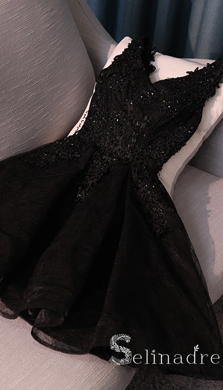 A-line Little Black V neck Homecoming Dress Short Prom Dress Cocktail Dresses -   16 dress Cocktail neckline ideas
