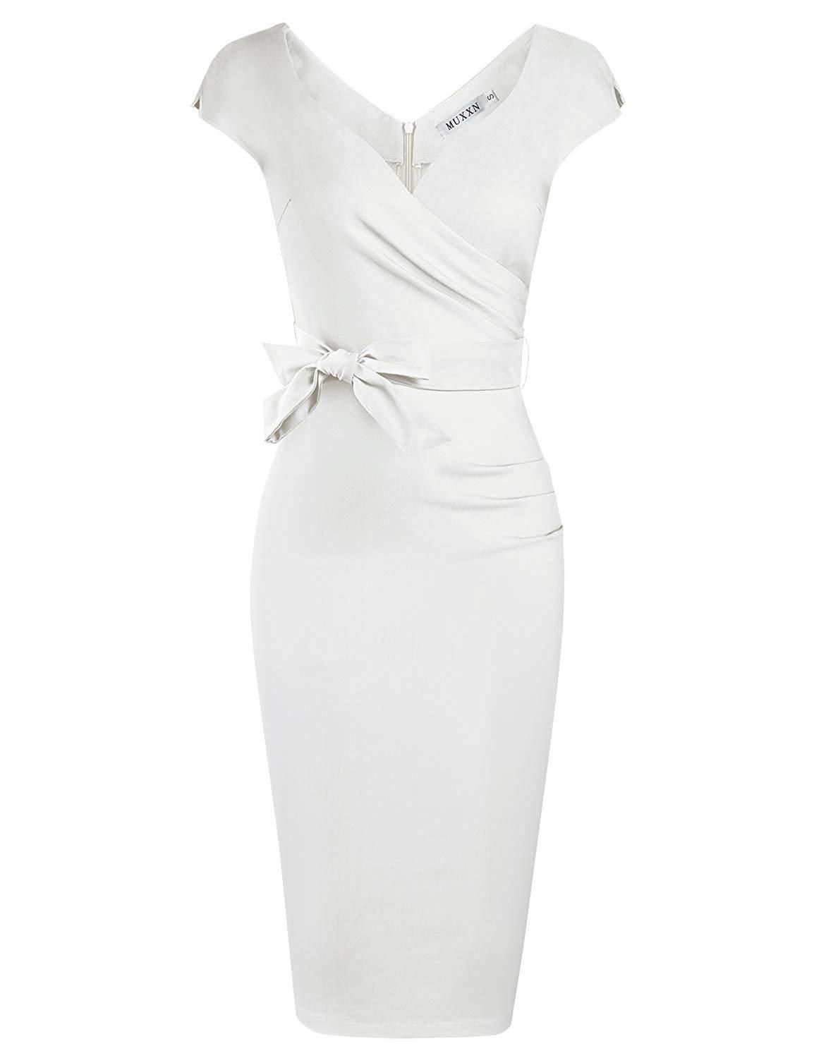 Women's Vintage 1950s Style Wrap V Neck Tie Waist Formal Cocktail Dress -   16 dress Cocktail neckline ideas