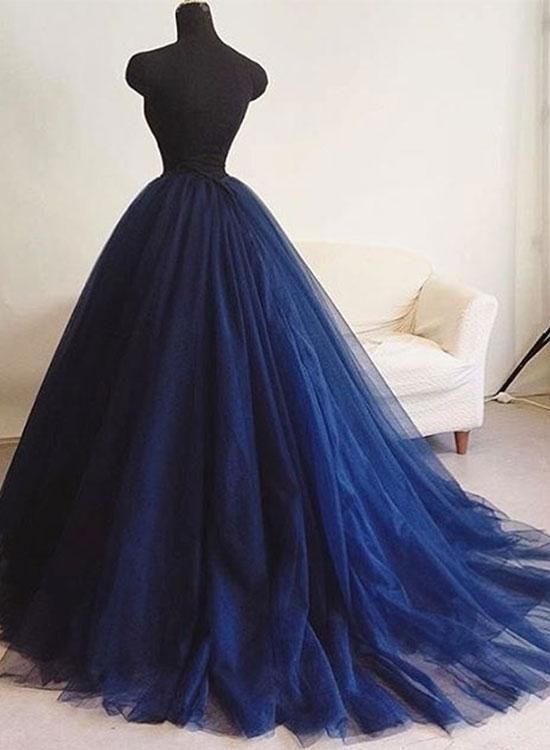 Dark Blue Tulle Long Prom Dresses,Evening Dresses 2018 -   16 dress Fancy blue ideas